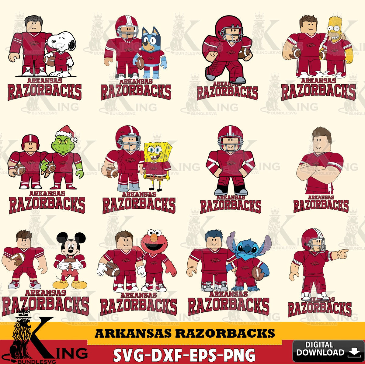 Arkansas Razorbacks Roblox With Friends football NCAA Bundle SVG file , NCAA Cricut,  File cut , Digital Download , PDF File