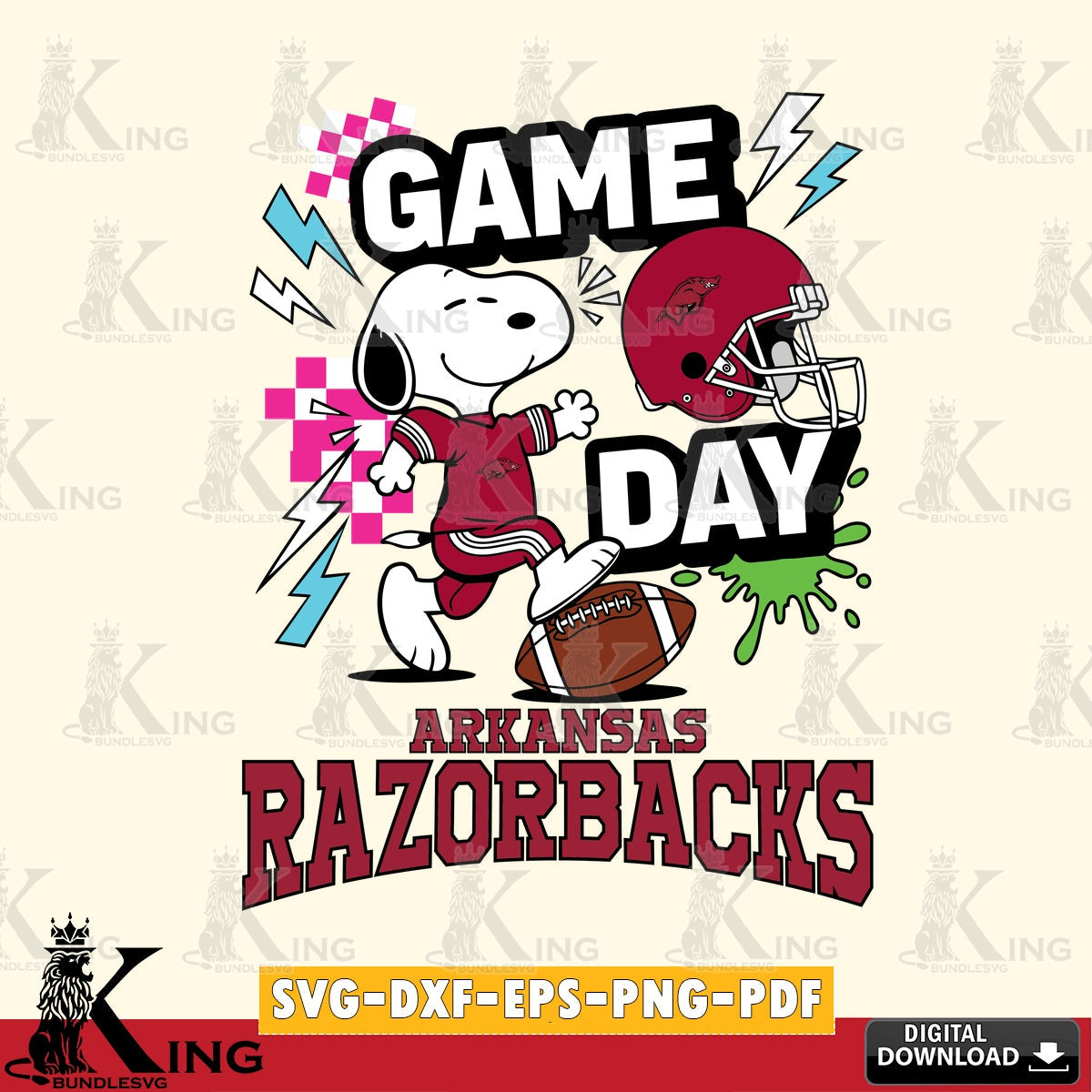 Arkansas Razorbacks Snoopy Game day SVG, Cricut, Cut file  , Digital Download , Instant Download, Peanuts svg, NCAA svg, Football svg, Sport svg