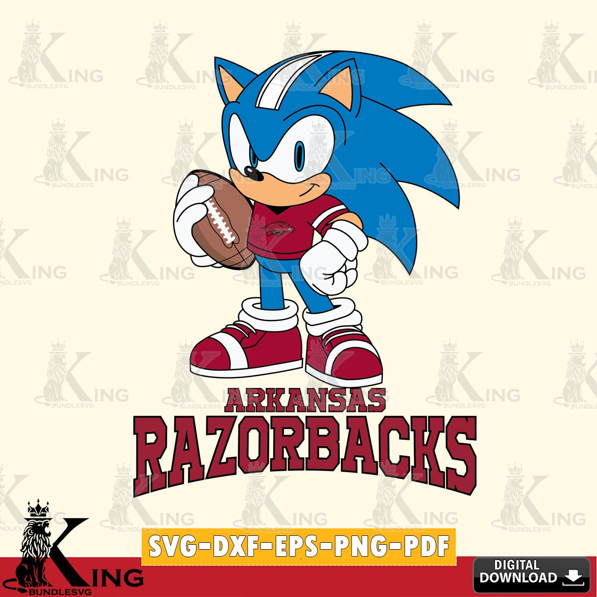 Detailed illustration of Arkansas Razorbacks Sonic Game Day Ready, cut file ideal for vinyl projects and T-shirt printing