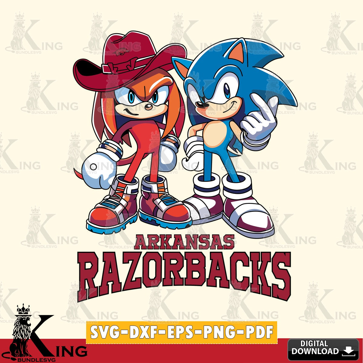 Arkansas Razorbacks Sonic & Knuckles Football Mascot SVG file, Vector , Digital Download , PDF File , Instant Download