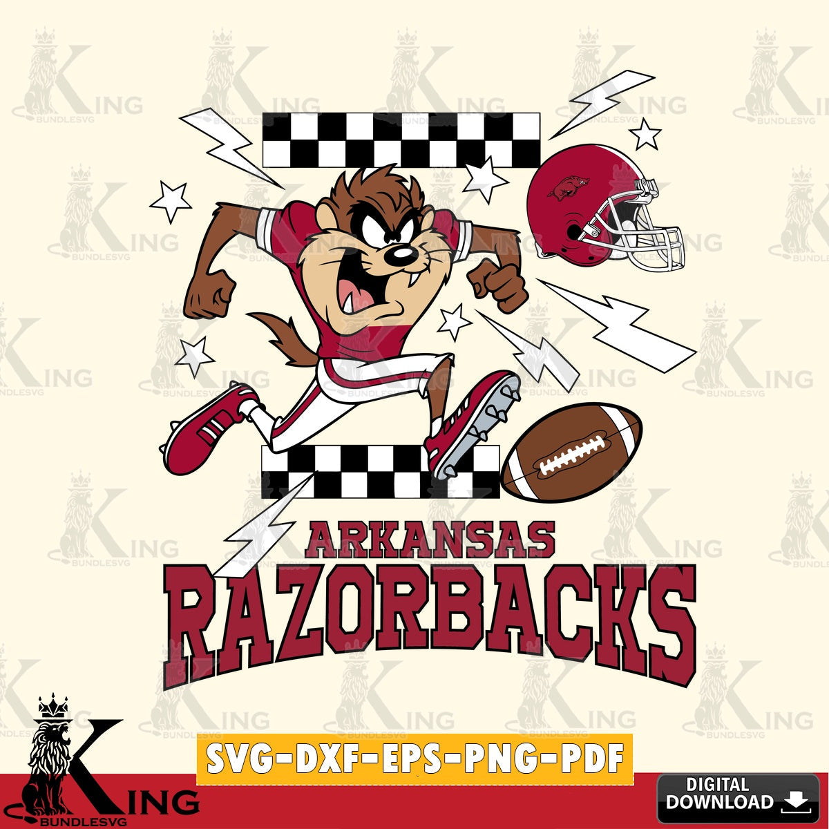 Arkansas Razorbacks Taz Football Lightning SVG file, Cut file  , Digital Download , Instant Download, Taz svg, NCAA svg
