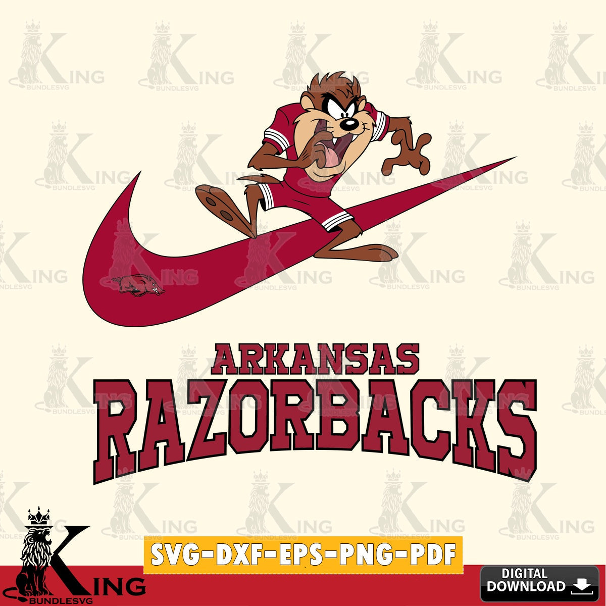 Arkansas Razorbacks Taz Football Nike SVG file, Cut file  , Digital Download , Instant Download, Taz svg, NCAA svg
