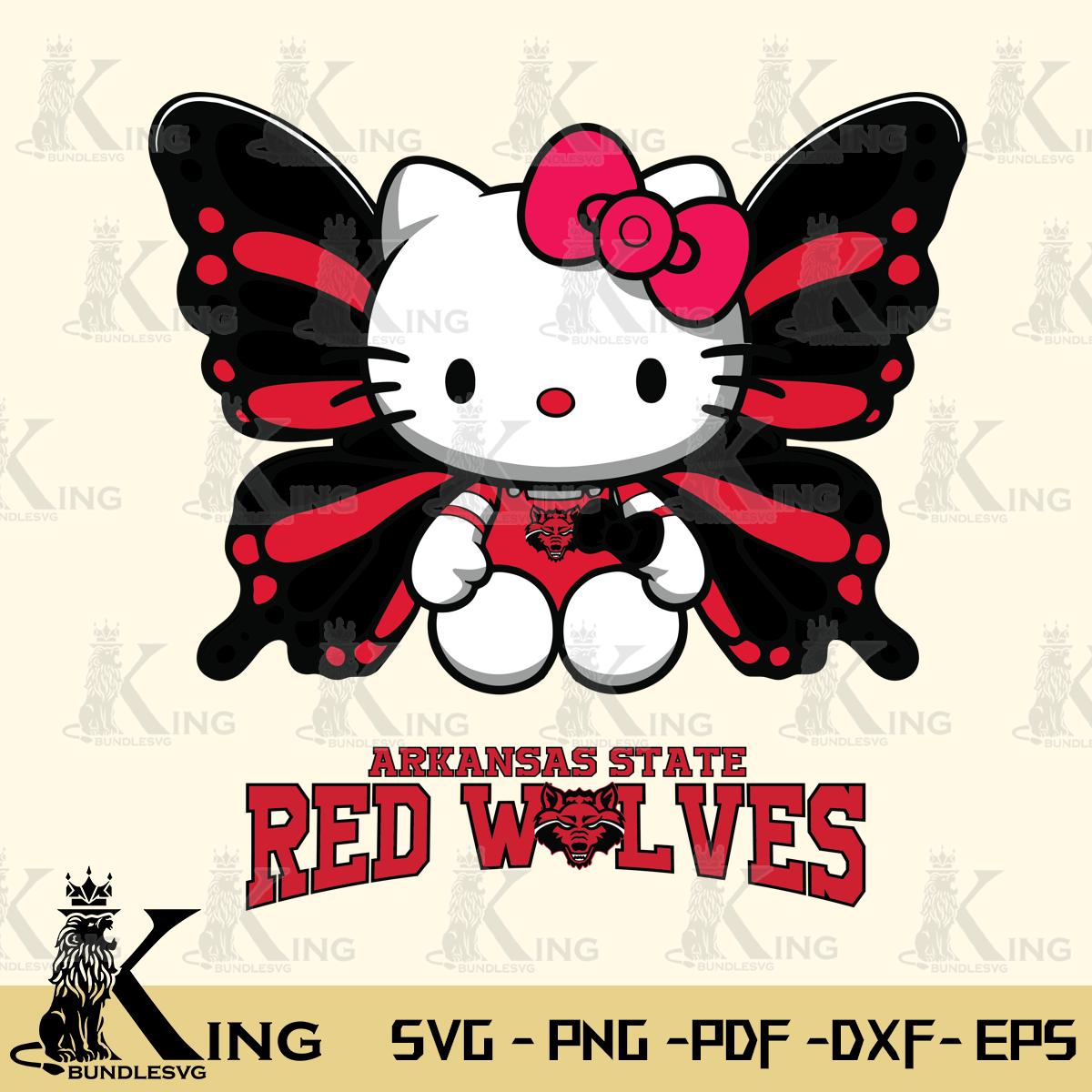 Arkansas State Red Wolves Butterfly Kitty Delight Svg Eps Dxf Png File, Digital Download