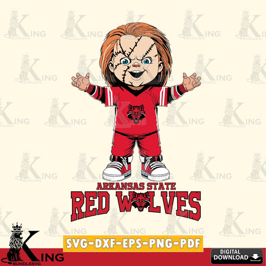 Artistic drawing of Arkansas State Red Wolves Chucky Football, SVG cut file for personalized gifts and laser projects