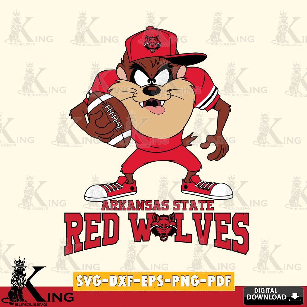 Arkansas State Red Wolves Đồng phục bóng đá Taz SVG file, Cut file  , Digital Download , Instant Download, Taz svg, NCAA svg