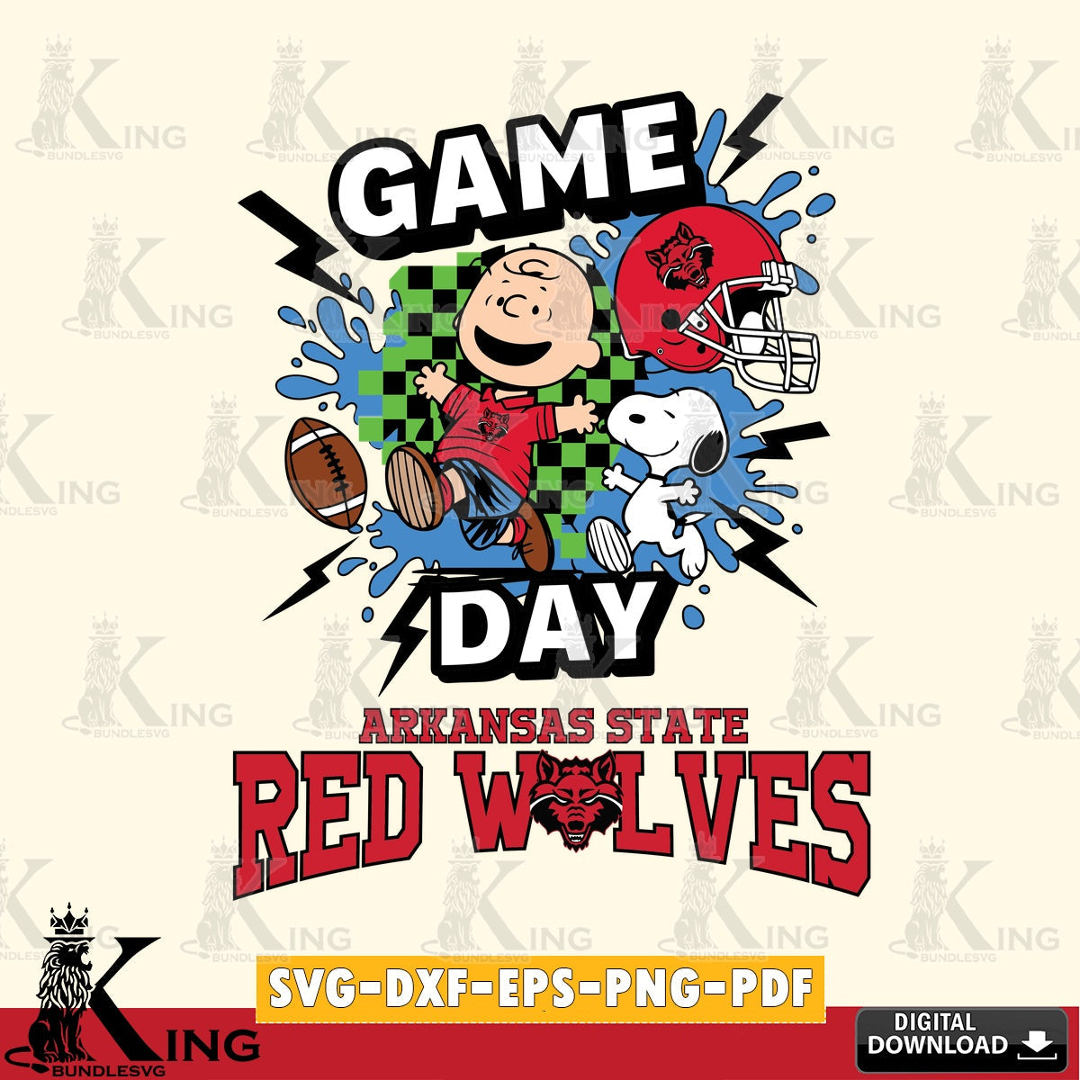 Arkansas State Red Wolves Game Day Peanuts SVG, Cricut, Cut file  , Digital Download , Instant Download, Peanuts svg, NCAA svg, Football svg, Sport svg