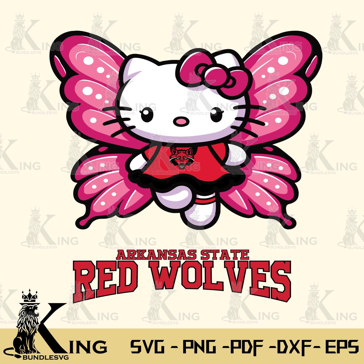 Arkansas State Red Wolves Hello Kitty Dreamscape Svg Eps Dxf Png File, Digital Download