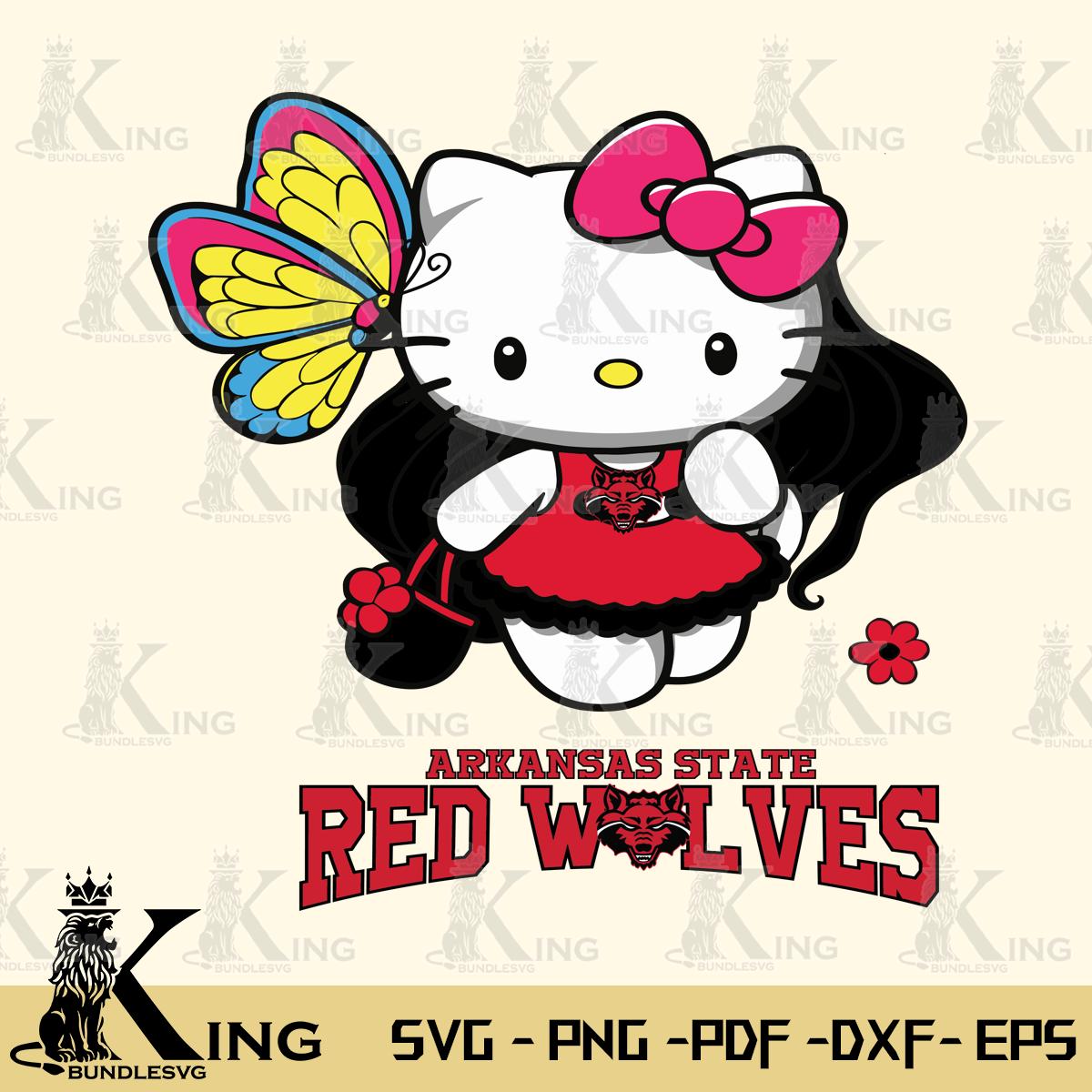 Arkansas State Red Wolves Kitty Cartoon Svg Eps Dxf Png File, Digital Download