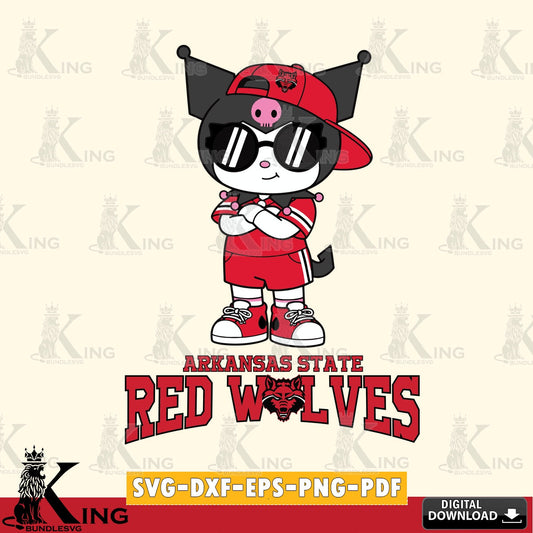 Arkansas State Red Wolves Kuromi Football Jersey SVG file, Cricut, Cut file  , Digital Download , Instant Download, Sanrio svg, Clipart