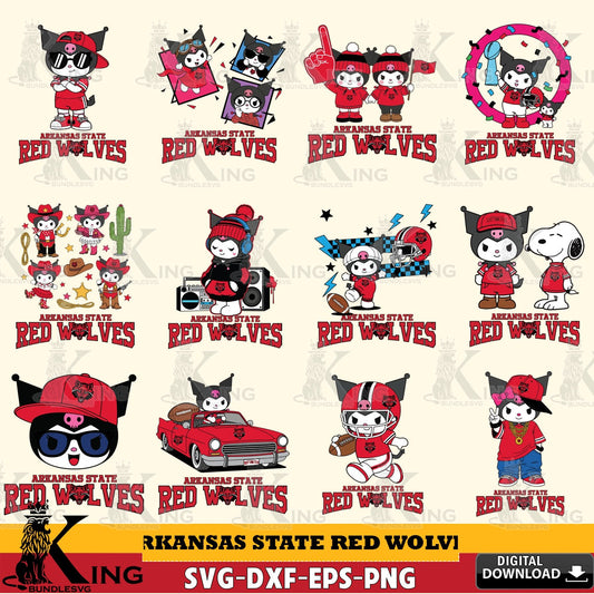 Arkansas State Red Wolves Kuromi Football Jersey NCAA Bundle SVG file, Cricut, Cut file  , Digital Download , Instant Download, Sanrio svg, Clipart
