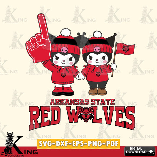 Arkansas State Red Wolves Kuromi rugby Fan SVG file, Cricut, Cut file  , Digital Download , Instant Download, Sanrio svg, Clipart