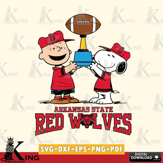 Arkansas State Red Wolves Peanuts Football Trophy SVG, Cricut, Cut file  , Digital Download , Instant Download, Peanuts svg, NCAA svg, Football svg, Sport svg
