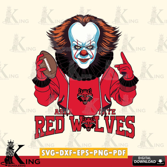 Digital download featuring Arkansas State Red Wolves Pennywise player football, SVG cut file for personalized gifts and laser