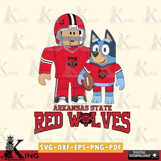 Arkansas State Red Wolves Roblox & Bluey Football SVG file , NCAA Cricut,  File cut , Digital Download , PDF File