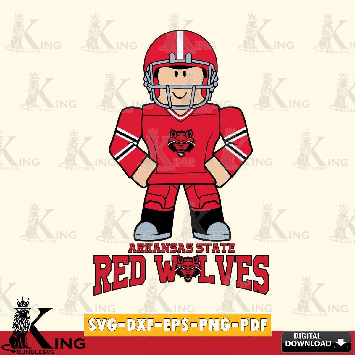 Arkansas State Red Wolves Roblox Cool Football SVG file , NCAA Cricut,  File cut , Digital Download , PDF File