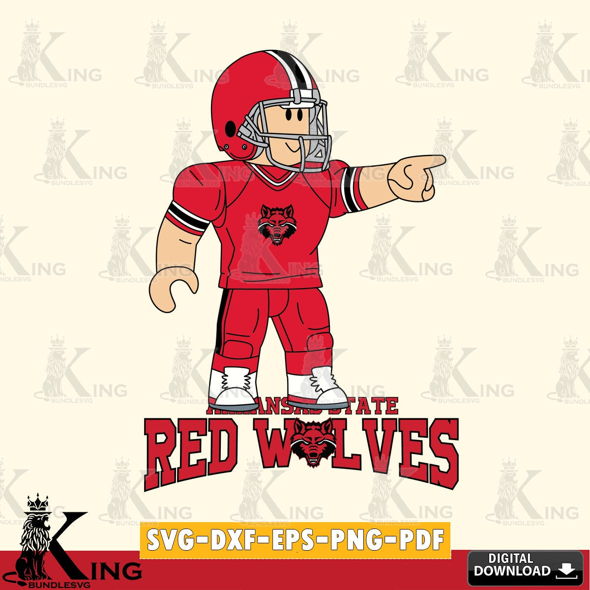 Arkansas State Red Wolves Roblox Player Football SVG file , NCAA Cricut,  File cut , Digital Download , PDF File