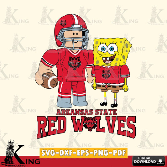 Arkansas State Red Wolves Roblox & Spongebob Football SVG file , NCAA Cricut,  File cut , Digital Download , PDF File