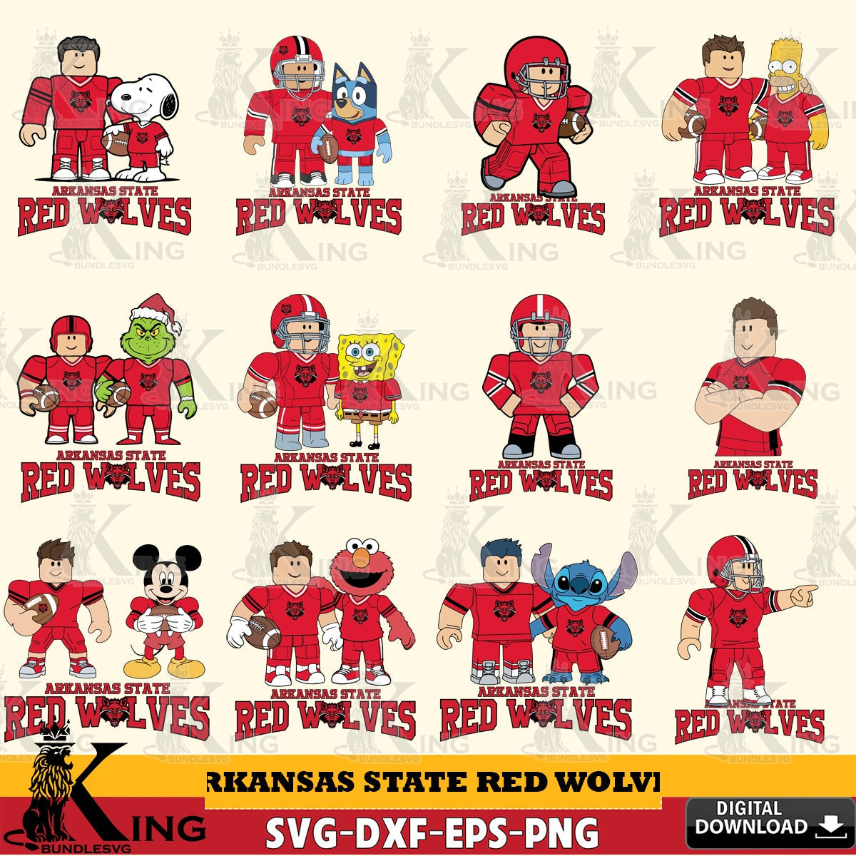 Arkansas State Red Wolves Roblox With Friends football NCAA Bundle SVG file , NCAA Cricut,  File cut , Digital Download , PDF File