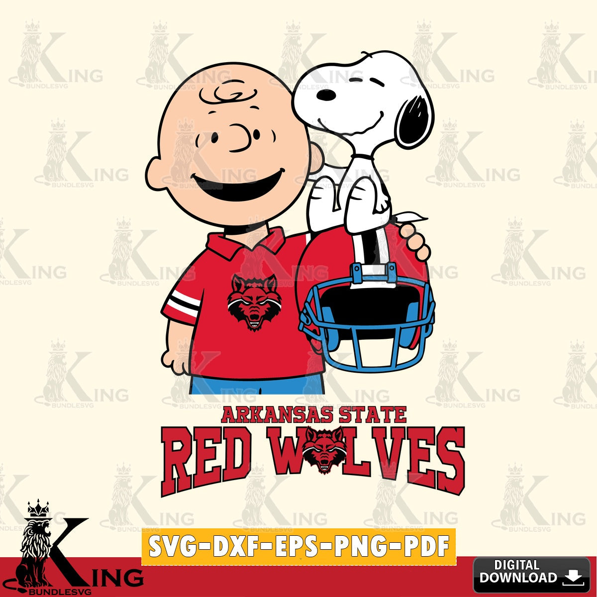 Arkansas State Red Wolves Snoopy On Helmet SVG, Cricut, Cut file  , Digital Download , Instant Download, Peanuts svg, NCAA svg, Football svg, Sport svg