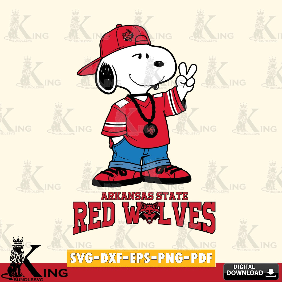 Arkansas State Red Wolves Snoopy Say hi SVG, Cricut, Cut file  , Digital Download , Instant Download, Peanuts svg, NCAA svg, Football svg, Sport svg