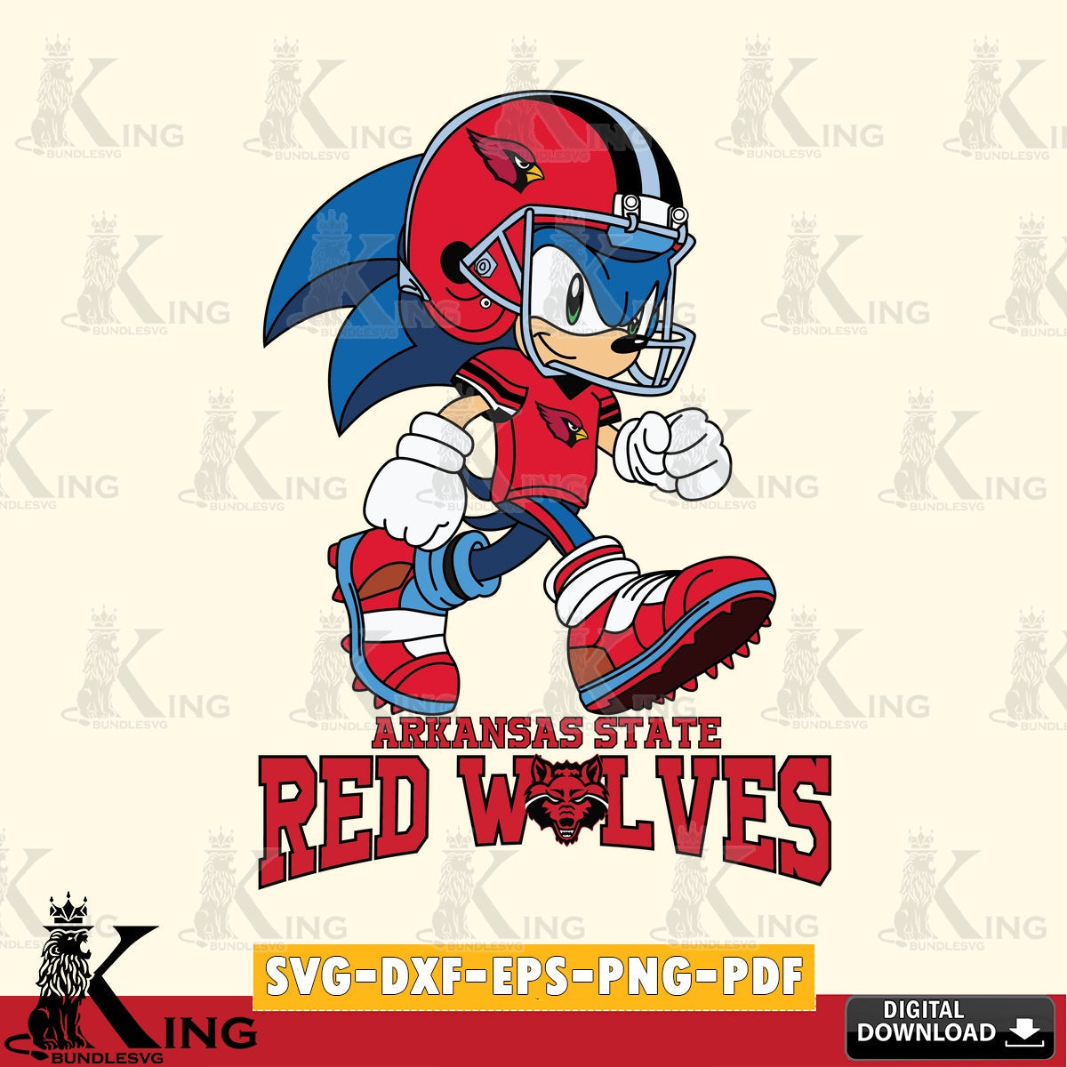 Arkansas State Red Wolves Sonic Ready Football SVG file, Vector , Digital Download , PDF File , Instant Download