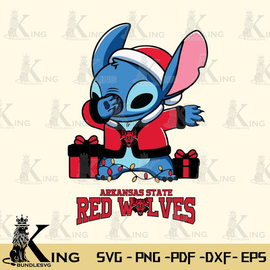 Arkansas State Red Wolves Stitch Merry Christmas Svg Eps Dxf Png File, Digital Download