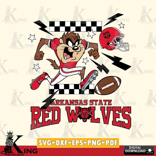 Arkansas State Red Wolves Taz Football Lightning SVG file, Cut file  , Digital Download , Instant Download, Taz svg, NCAA svg