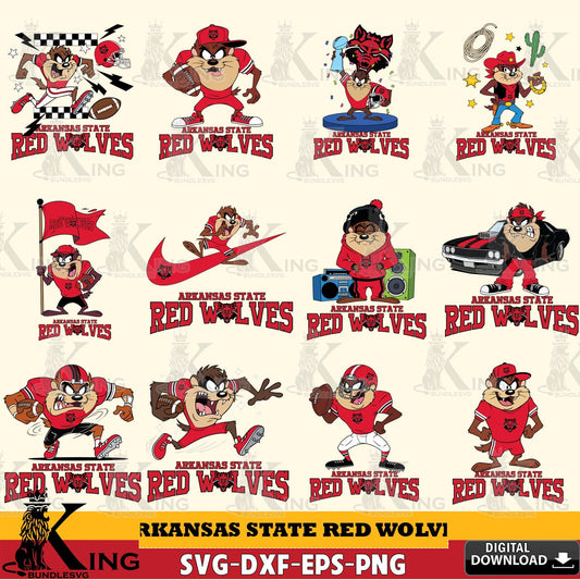 Arkansas State Red Wolves Taz Football NCAA Bundle SVG file, Cut file  , Digital Download , Instant Download, Taz svg, NCAA svg