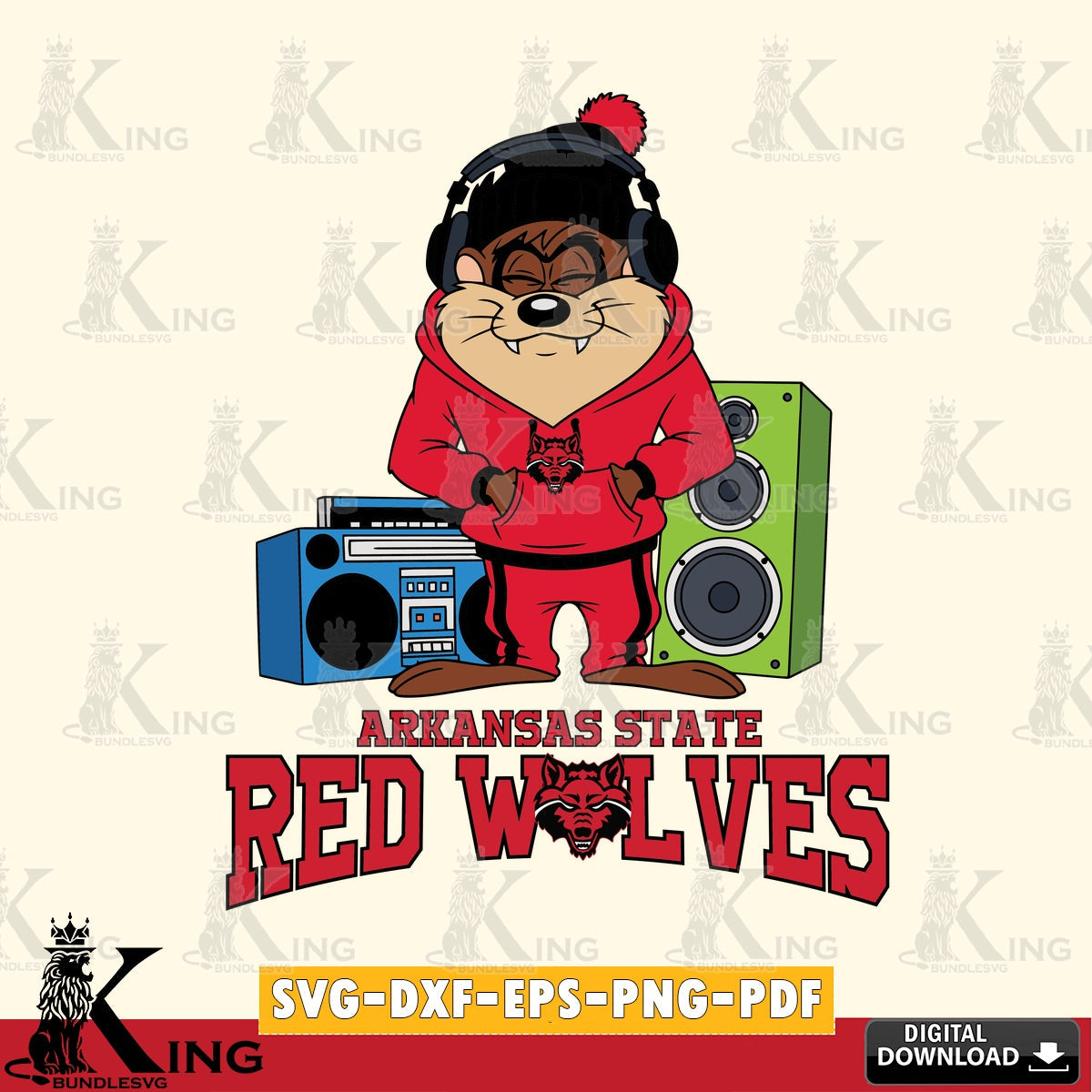 Arkansas State Red Wolves Taz Hip Hop SVG file, Cut file  , Digital Download , Instant Download, Taz svg, NCAA svg