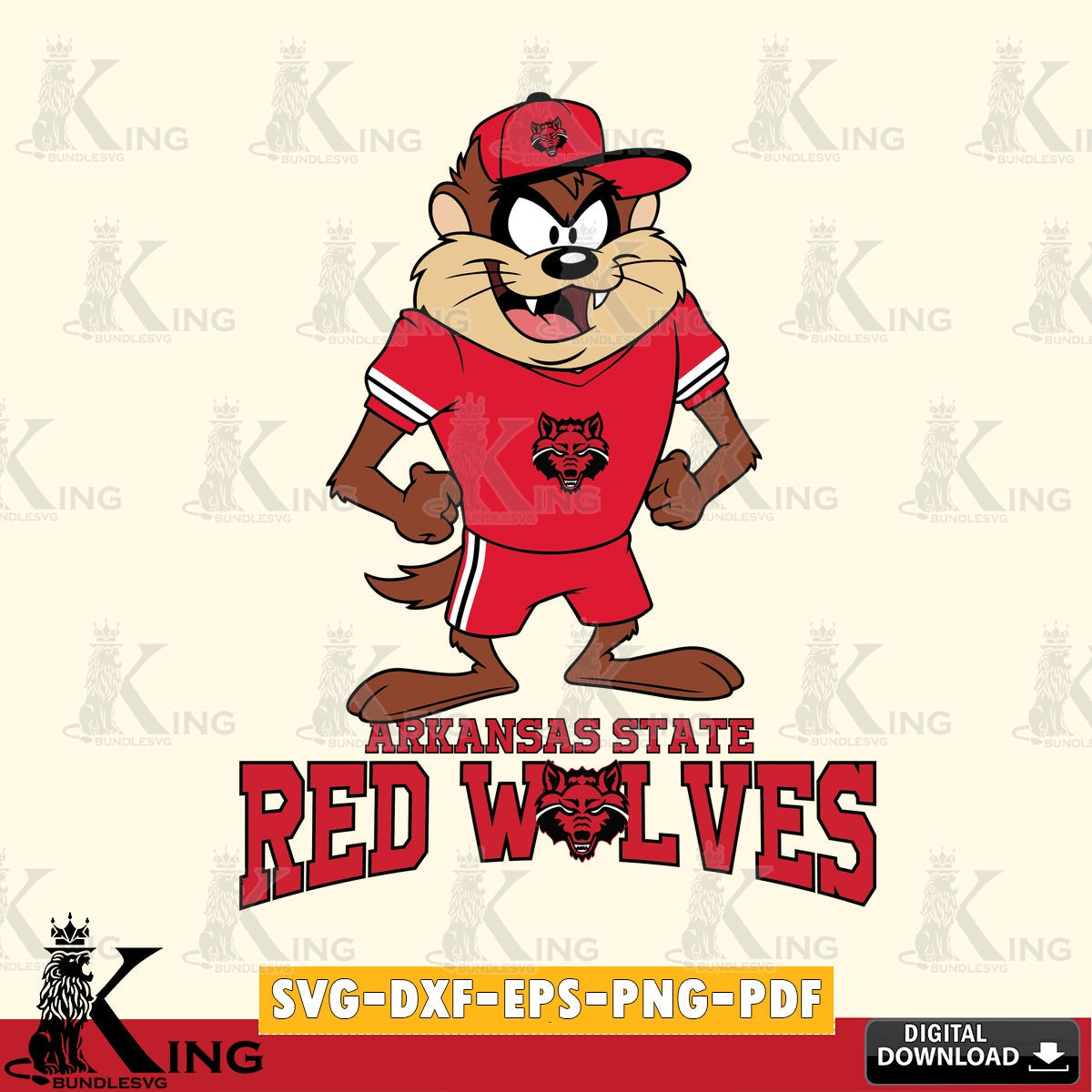 Arkansas State Red Wolves Taz Standing Pose SVG file, Cut file  , Digital Download , Instant Download, Taz svg, NCAA svg