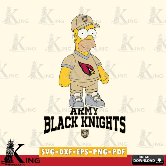 Digital download featuring Army Black Knights Homer Simpson football, vector illustration for POD merchandise and apparel