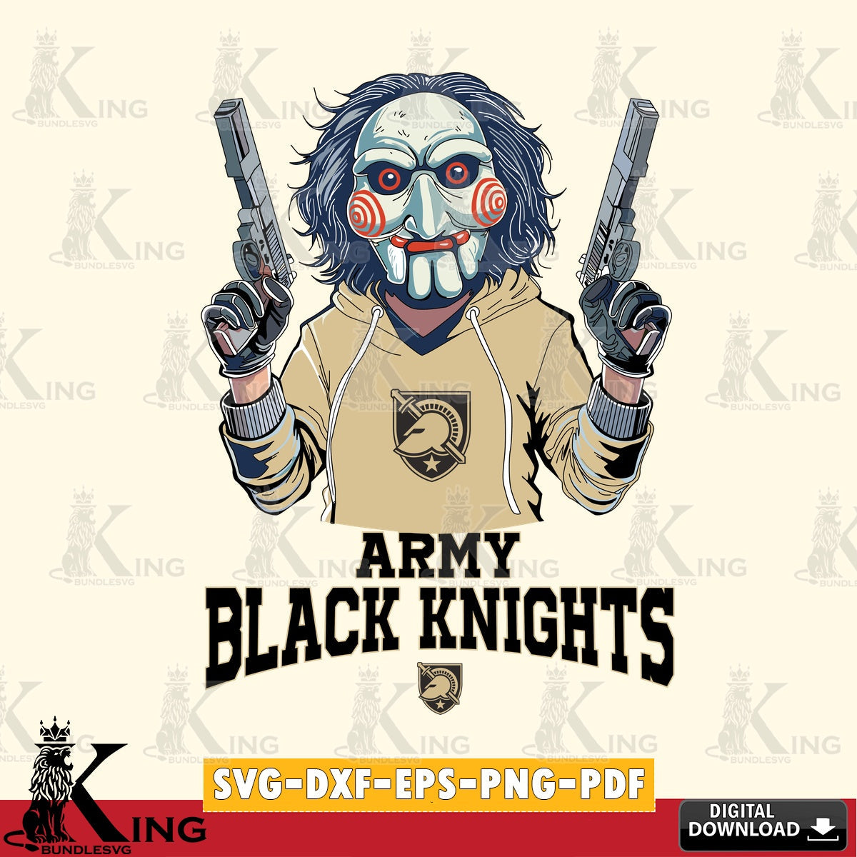 Artistic drawing of Army Black Knights Jigsaw Billy Football, a printable vector design for sublimation and crafts