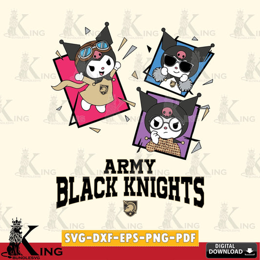 Army Black Knights Kuromi Action Football SVG file, Cricut, Cut file  , Digital Download , Instant Download, Sanrio svg, Clipart