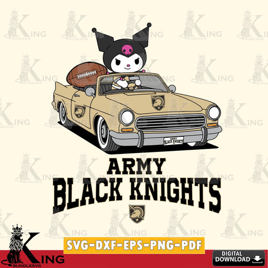 Army Black Knights Kuromi Car Football Game SVG file, Cricut, Cut file  , Digital Download , Instant Download, Sanrio svg, Clipart