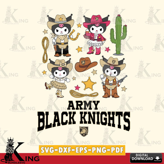 Army Black Knights Kuromi Cowboy Western SVG file, Cricut, Cut file  , Digital Download , Instant Download, Sanrio svg, Clipart