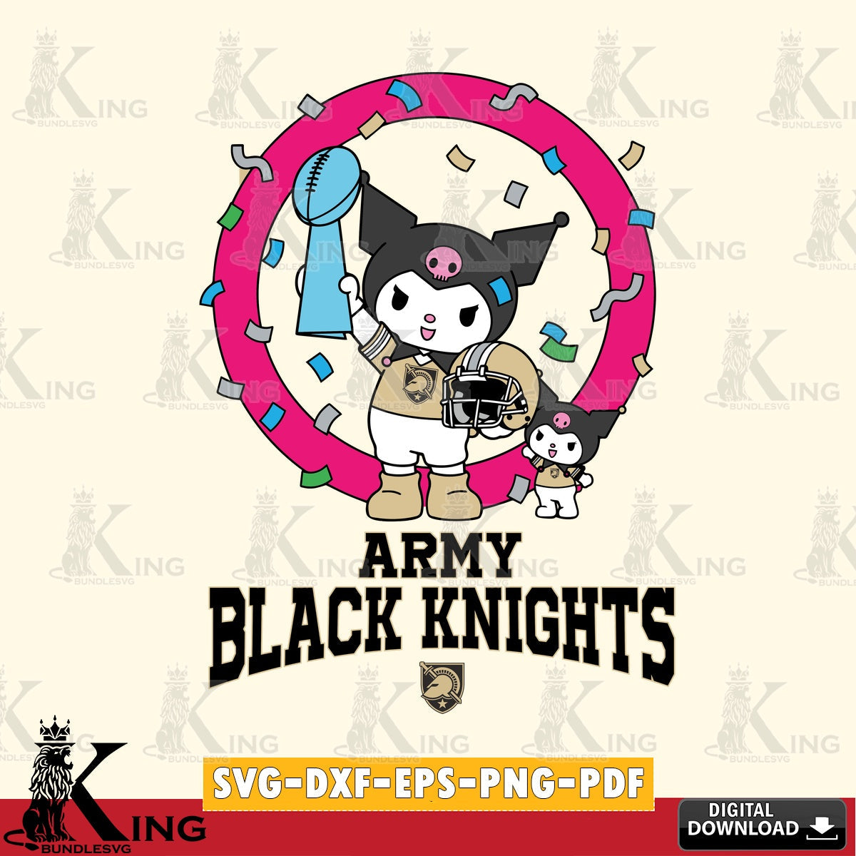 Army Black Knights Kuromi Football Champion SVG file, Cricut, Cut file  , Digital Download , Instant Download, Sanrio svg, Clipart