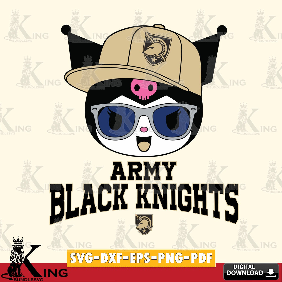 Army Black Knights Kuromi Football Cool SVG file, Cricut, Cut file  , Digital Download , Instant Download, Sanrio svg, Clipart