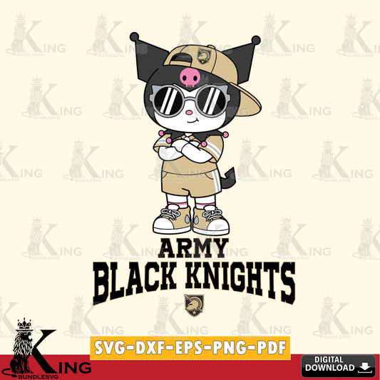 Army Black Knights Kuromi Football Jersey SVG file, Cricut, Cut file  , Digital Download , Instant Download, Sanrio svg, Clipart