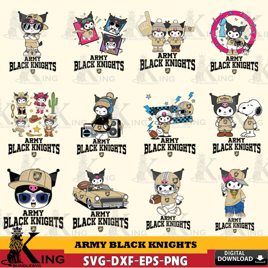 Army Black Knights Kuromi Football Jersey NCAA Bundle SVG file, Cricut, Cut file  , Digital Download , Instant Download, Sanrio svg, Clipart