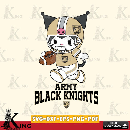 Army Black Knights Kuromi Football Run SVG file, Cricut, Cut file  , Digital Download , Instant Download, Sanrio svg, Clipart