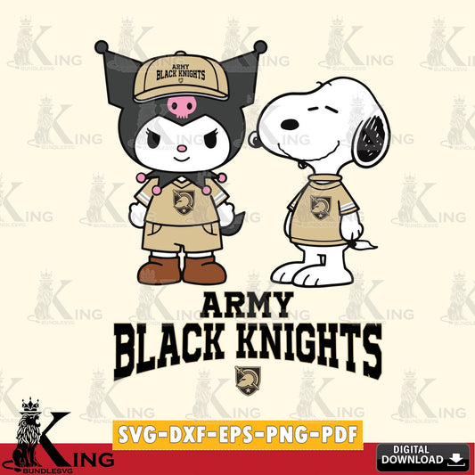 Army Black Knights Kuromi Snoopy Football SVG file, Cricut, Cut file  , Digital Download , Instant Download, Sanrio svg, Clipart