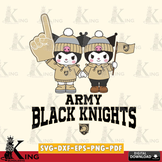 Army Black Knights Kuromi rugby Fan SVG file, Cricut, Cut file  , Digital Download , Instant Download, Sanrio svg, Clipart