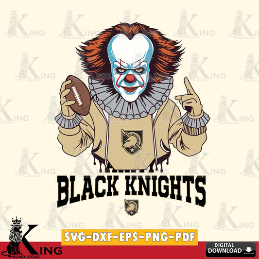 Digital download featuring Army Black Knights Pennywise player football, printable vector design for sublimation and crafts
