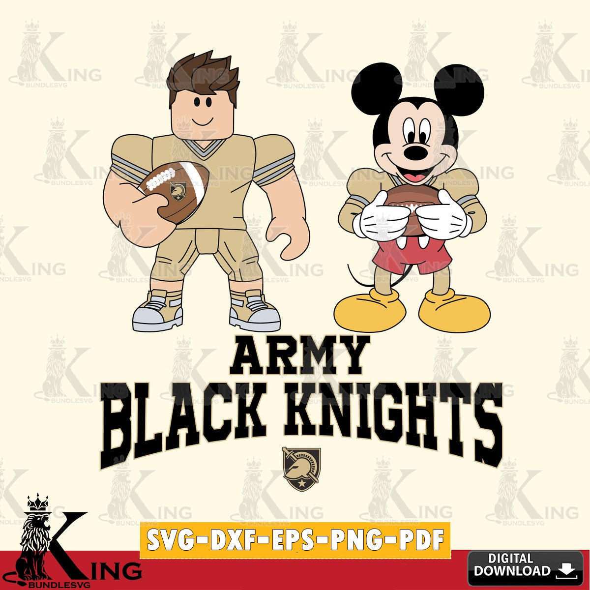 Army Black Knights Roblox & Mickey Football SVG file , NCAA Cricut,  File cut , Digital Download , PDF File