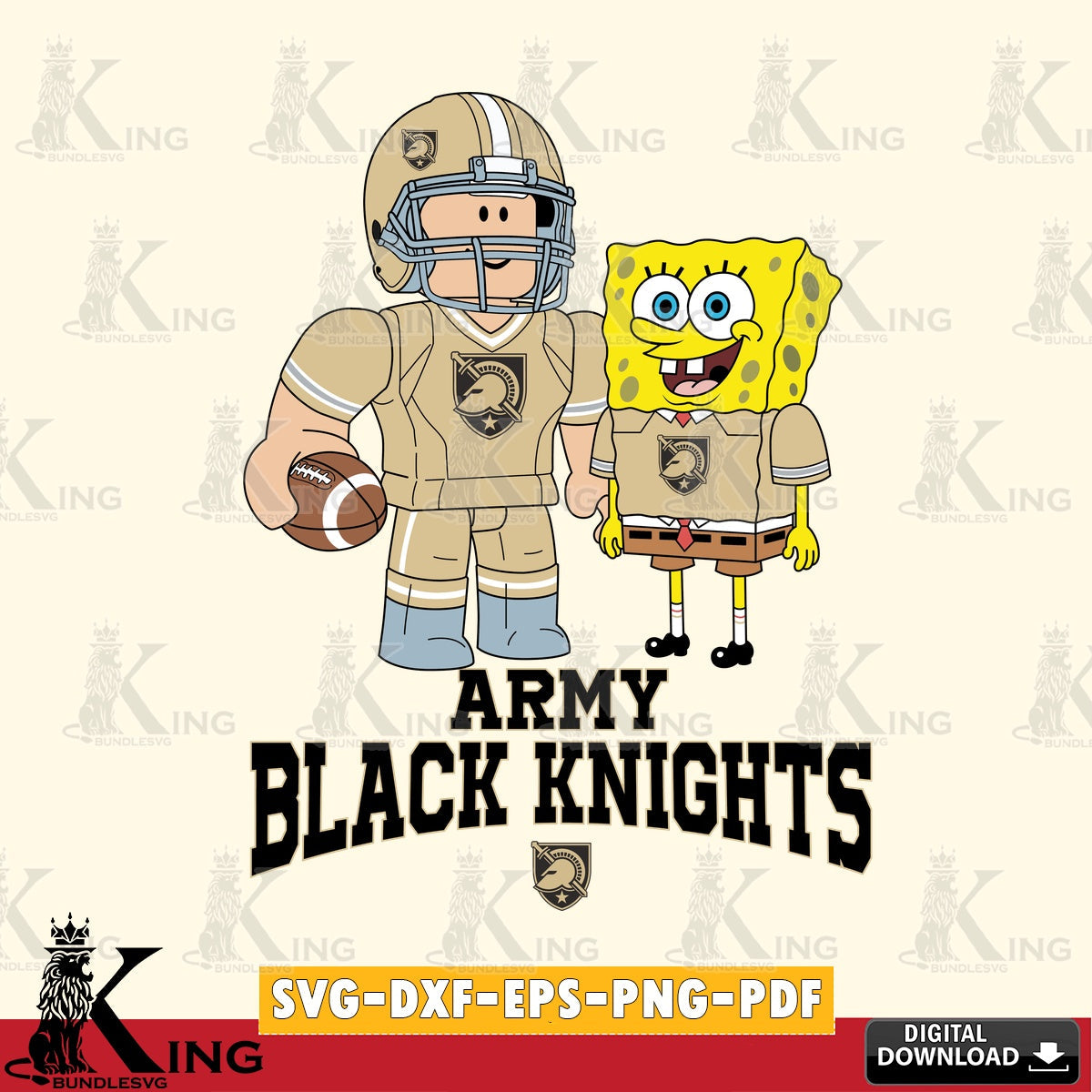 Army Black Knights Roblox & Spongebob Football SVG file , NCAA Cricut,  File cut , Digital Download , PDF File