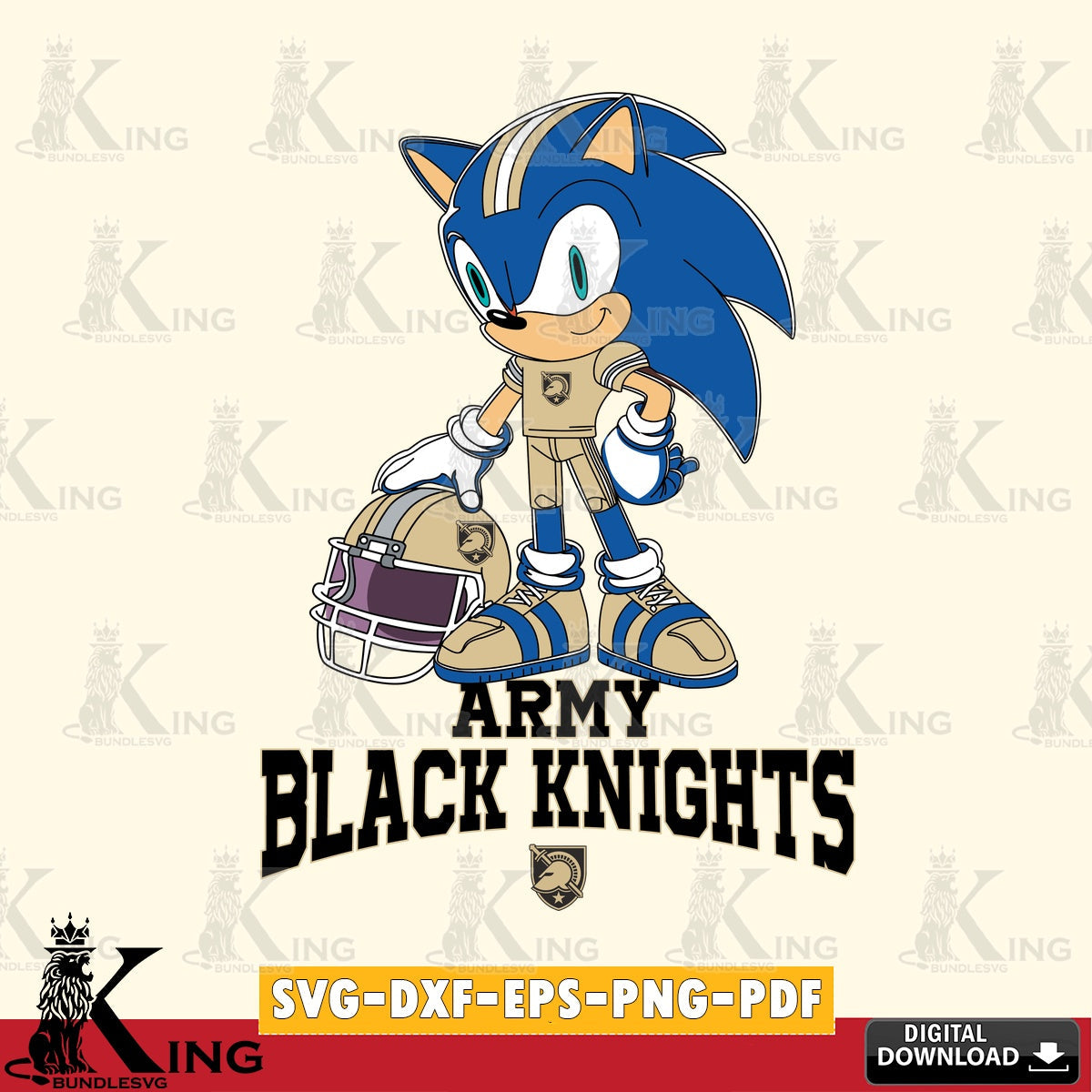 Eye-catching graphic of Army Black Knights Sonic Player Football vector illustration for POD merchandise and apparel