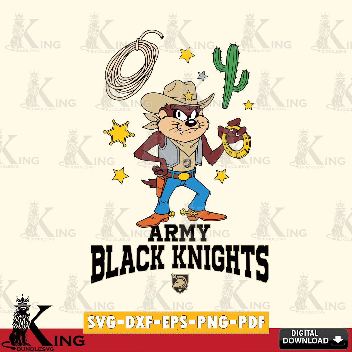 Army Black Knights Taz Cowboy Western SVG file, Cut file  , Digital Download , Instant Download, Taz svg, NCAA svg