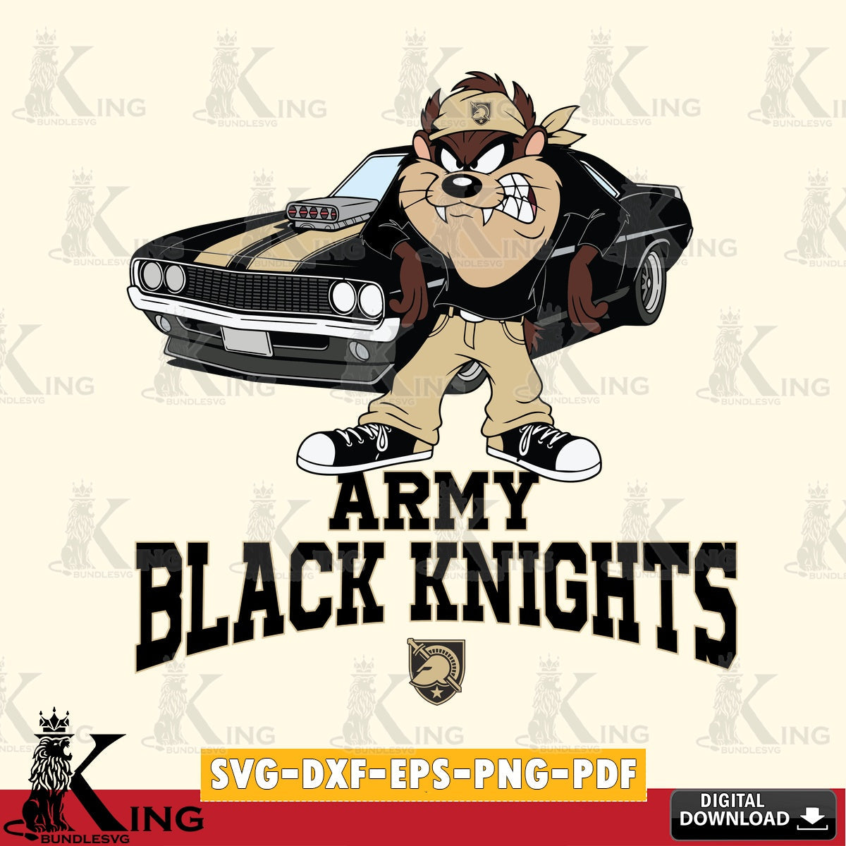 Army Black Knights Taz Racing Car SVG file, Cut file  , Digital Download , Instant Download, Taz svg, NCAA svg