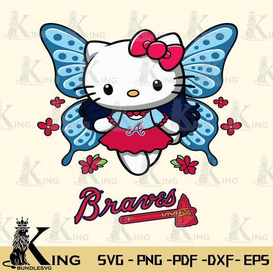 Atlanta Braves Butterfly Kitty Charm Svg Eps Dxf Png File, Digital Download