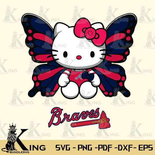 Atlanta Braves Butterfly Kitty Delight Svg Eps Dxf Png File, Digital Download